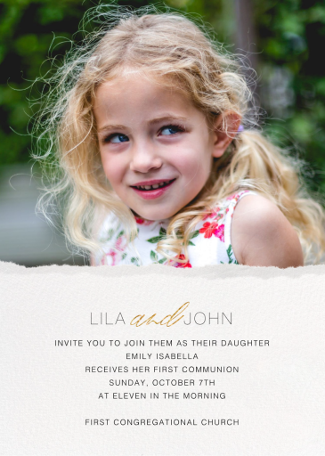 Torn Edge (Photo) - First Communion Invitation by Paperless Post