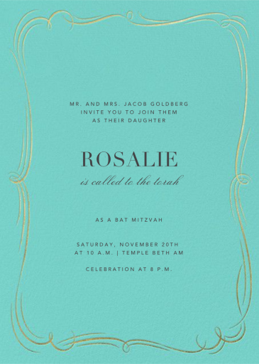 Plume Tall - Invitación para Bar y Bat Mitzvá de Paperless Post