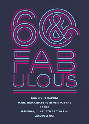 Neon Capitals - 60th Birthday Invitation by Paperless Post
