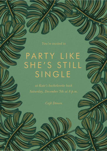 Monstera - Bachelorette Party Invitation by Rifle Paper Co.