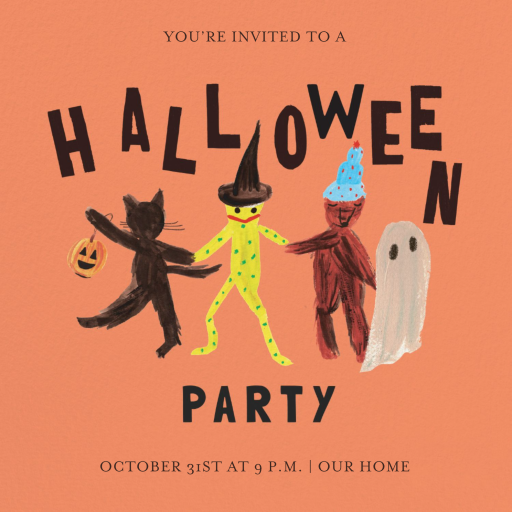 Drawn Halloween Characters Invitation