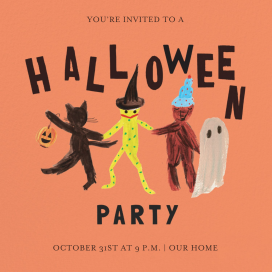 Drawn Halloween Characters Invitation