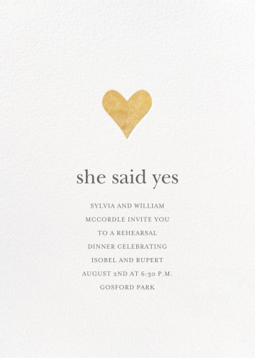 Foil Heart - Rehearsal Dinner Invitation by Sugar Paper