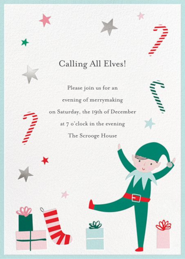 Busy Elf - Holiday Party Invitation by Meri Meri