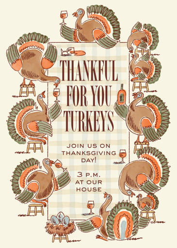 Illustrated Turkey Thanksgiving Invitation
