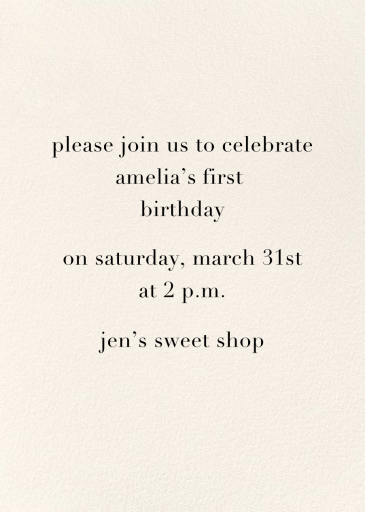 Daisy Place Birthday - First Birthday Invitation by kate spade new york - Back