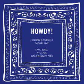 Invitación con diseño de pañuelo azul