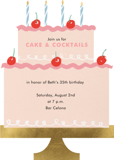 Vintage Cake Cutout - Birthday Invitation by Meri Meri - Back
