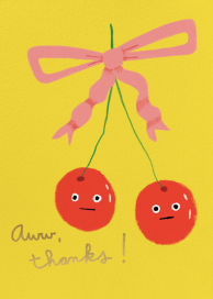 The Cherry Stare - Thank You Card by Carolyn Suzuki Studio