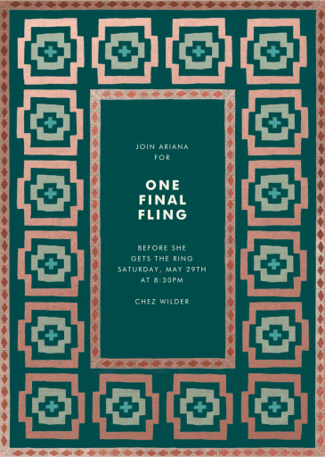 Geometric Patterned Border - Bachelorette Party Invitation by Jungalow