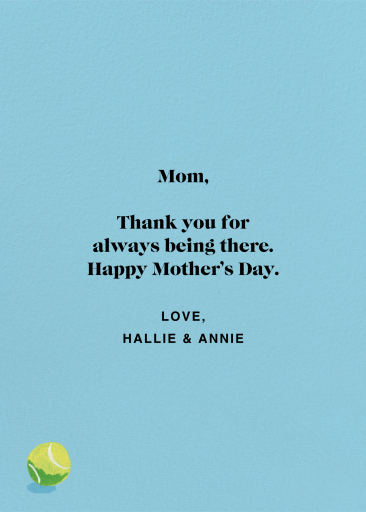 Game, Set, Mom (Danielle Kroll) - Mother's Day Card by Red Cap Cards - Back