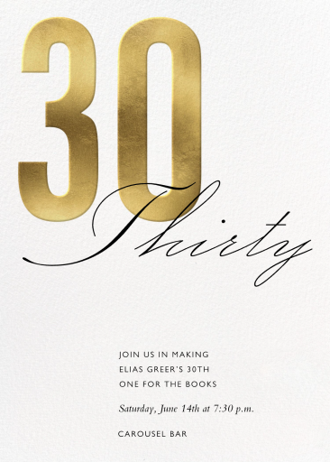 Stylish Numbers - 30th Birthday Invitation by Paperless Post