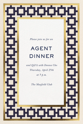 Gold Grid Geometric Invitation