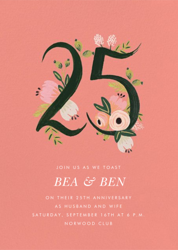 Botanic Numerals - Anniversary Invitation by Rifle Paper Co.