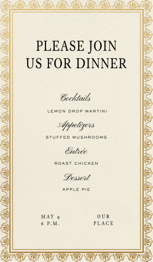 Golden Filigree - Dinner Party Invitation by Martha Stewart