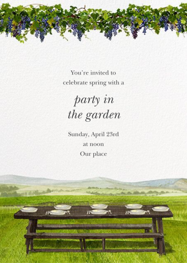 Vineyard Table - Spring Party Invitation by Felix Doolittle