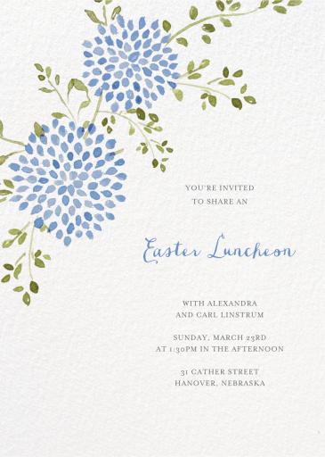Watercolor Dahlias - Easter Invitation by Paperless Post