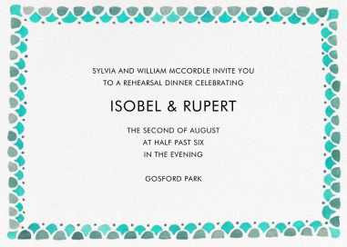 Watercolored Border - Rehearsal Dinner Invitation by Linda and Harriett