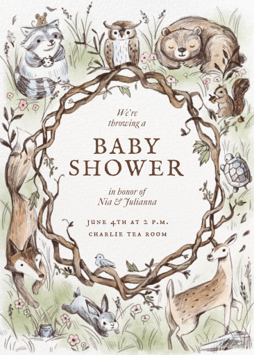 Watercolor Woodland Animals Invitation