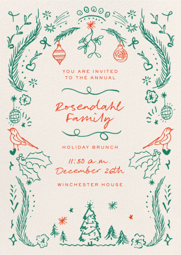 Holiday Love Birds - Holiday Party Invitation by Pulp Templates Co.