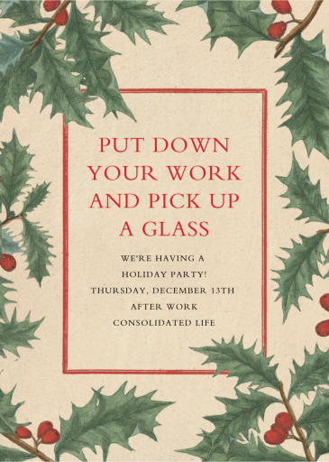 Winterberry Holly - Corporate Holiday Party Invitation by John Derian