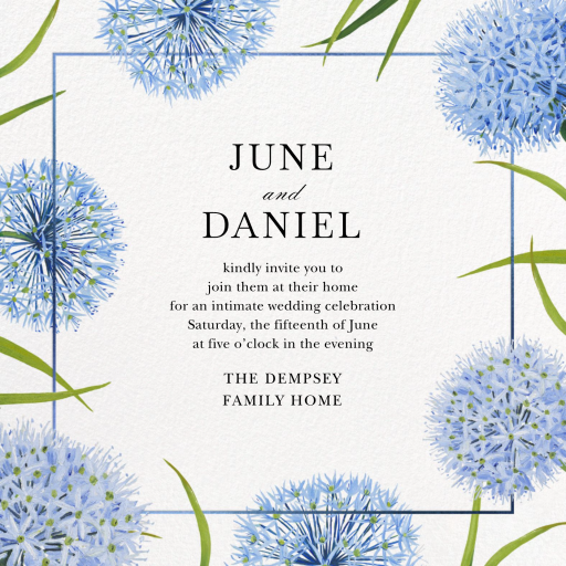 Blue Allium Border - Invitation by Oscar de la Renta