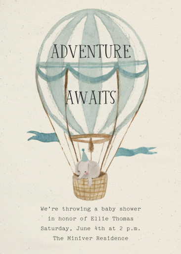 Sky-High Balloon - Baby Shower Invitation by Merrilee Liddiard