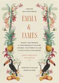 Pineapples and Toucans - Wedding Invitation by Open Sea Design Co.