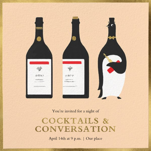 Penguin Popper - Happy Hour Invitation by Paperless Post