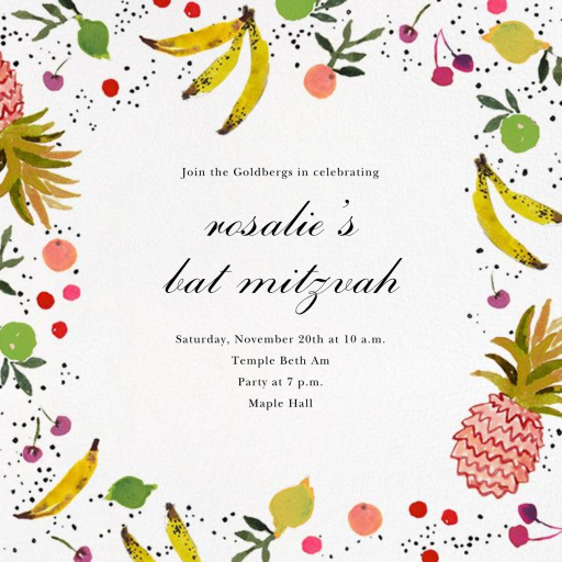 Tutti Frutti - Bar & Bat Mitzvah Invitation by Happy Menocal
