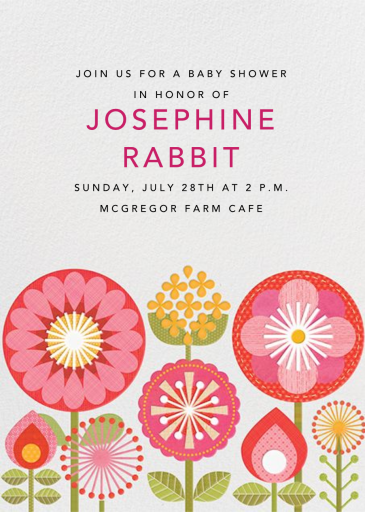 Pink Mod Flowers - Baby Shower Invitation by Petit Collage