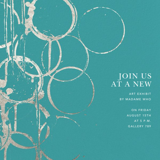 Metallic Circles Watermark - Art Exhibition Invitation by Kelly Wearstler