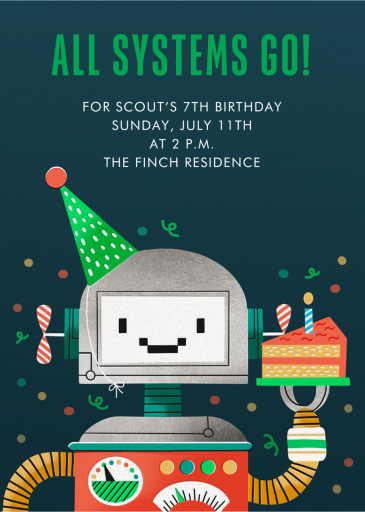 Cake Bot - Birthday Invitation by Hello!Lucky
