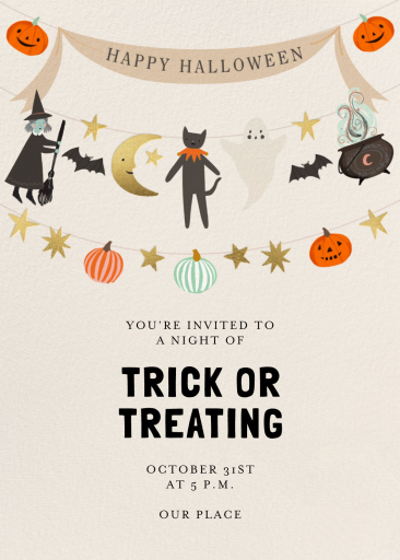 Cute Halloween Bunting Invitation