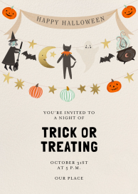 Cute Halloween Bunting Invitation