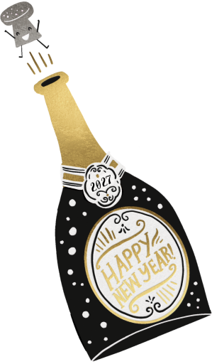 Champagne Pop Happy New Year Card