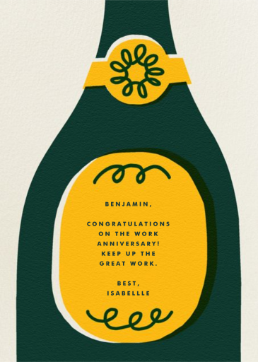 Champ Bottle - Work Anniversary Card by The Indigo Bunting