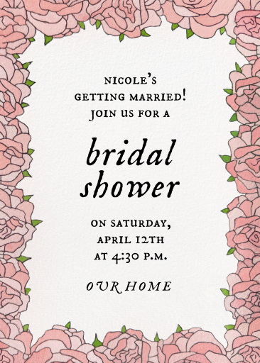 Pink Rose Floral Bridal Invitation