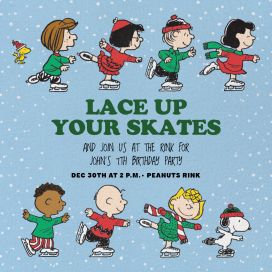 Einladung zur Peanuts-Skating-Party