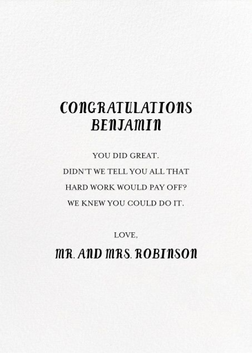 Royal's Advice - Graduation Card by Mr. Boddington's Studio - Back