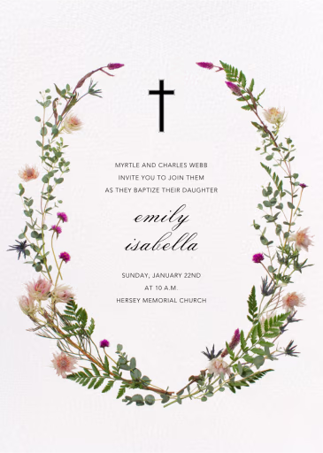 Fleurs Sauvages - Baptism & Christening Invitation by Paperless Post