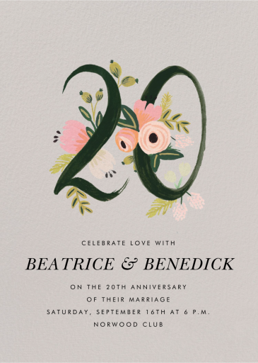 Botanic Numerals - Anniversary Invitation by Rifle Paper Co.