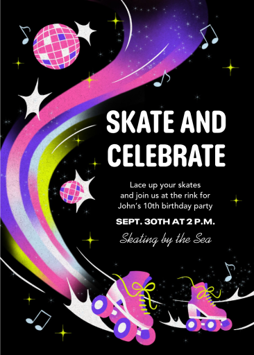 Retro Roller Disco Party Invitation
