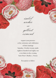 Red Poppy Border Invitation