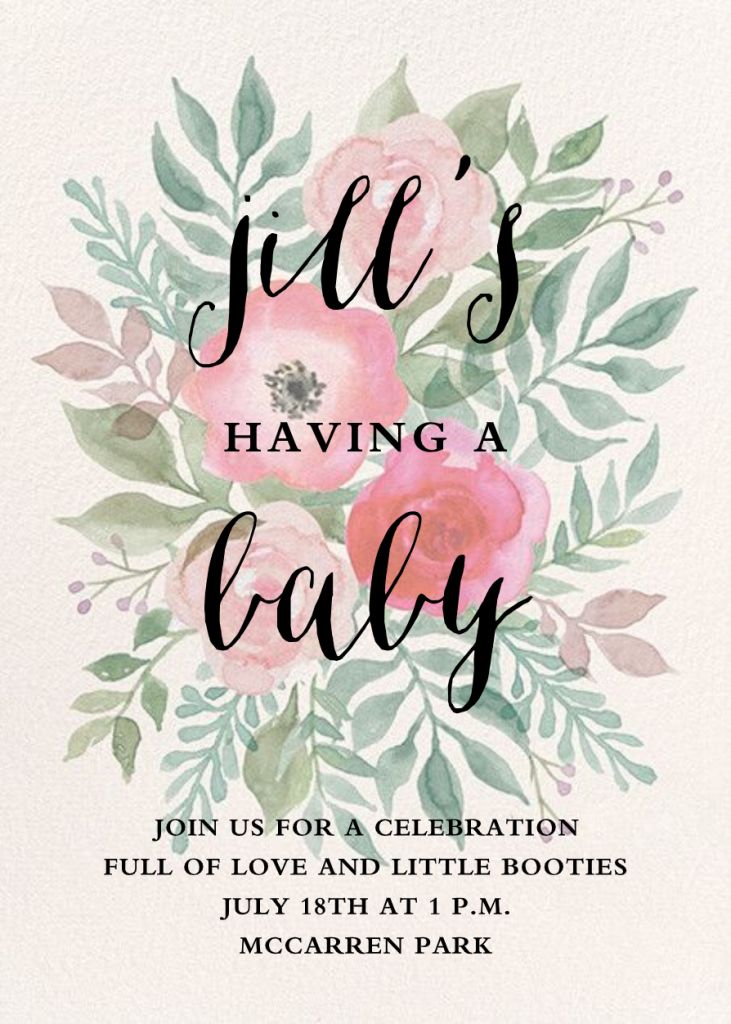Watercolor Garden Floral Baby Shower Invitation Send online