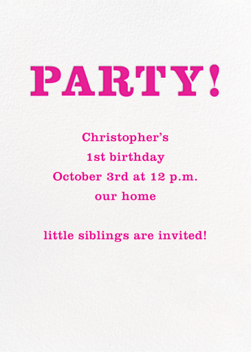Splatter Paint (Photo) - First Birthday Invitation by kate spade new york - Back