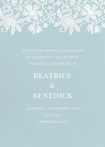 Leaf Lace I - Anniversary Invitation by Oscar de la Renta
