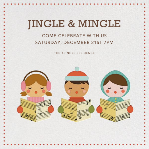 Caroler Trio - Holiday Party Invitation by Petit Collage