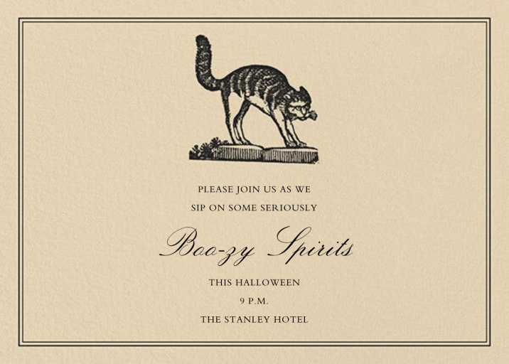 Witch's Cat - Horizontal - Halloween Invitation by John Derian