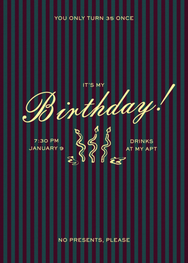 Pinstripe Backdrop - Birthday Invitation by Sam Crosby